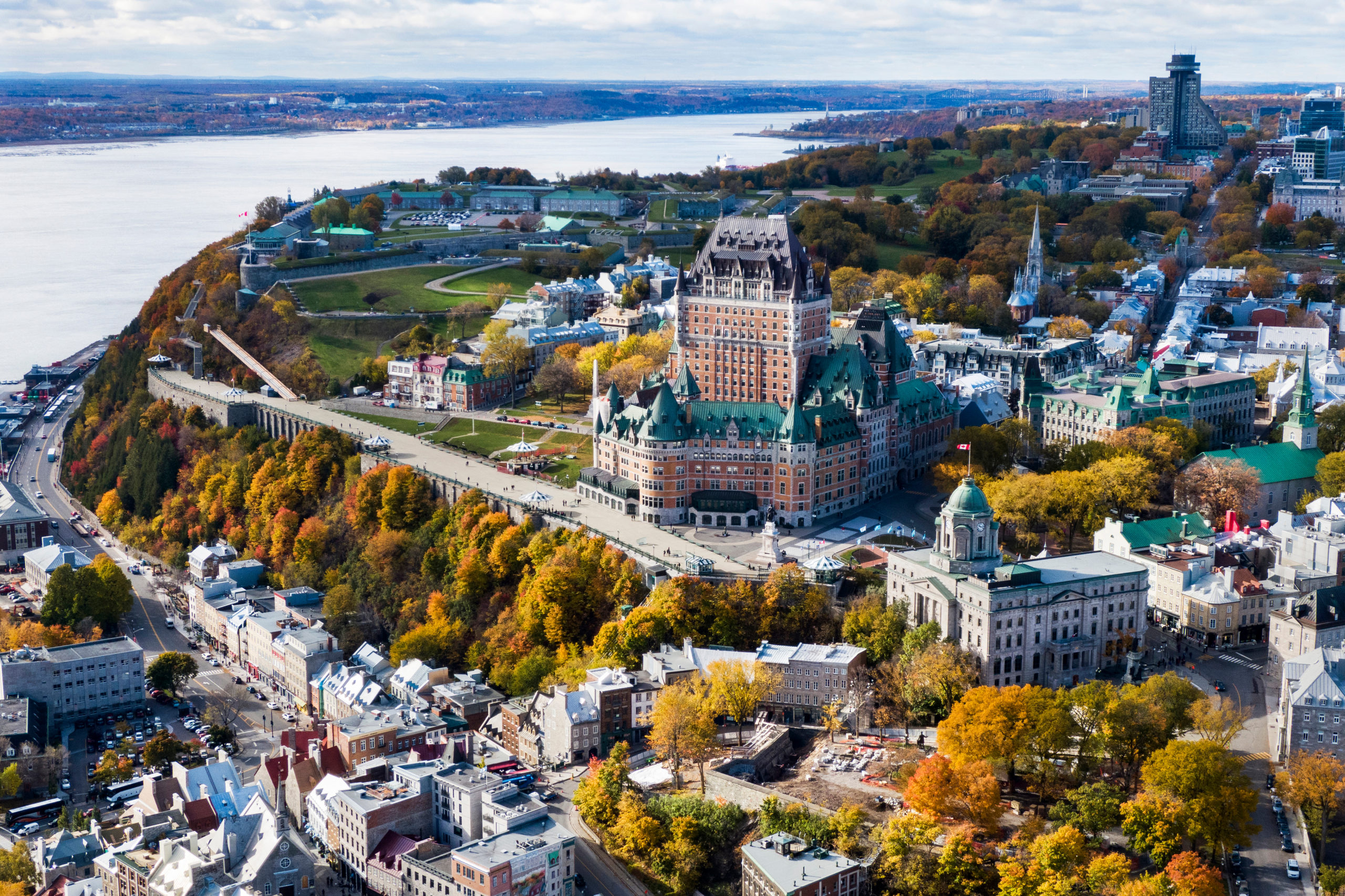 Aerial,View,Of,Frontenac,Castle,In,Old,Quebec,City,In